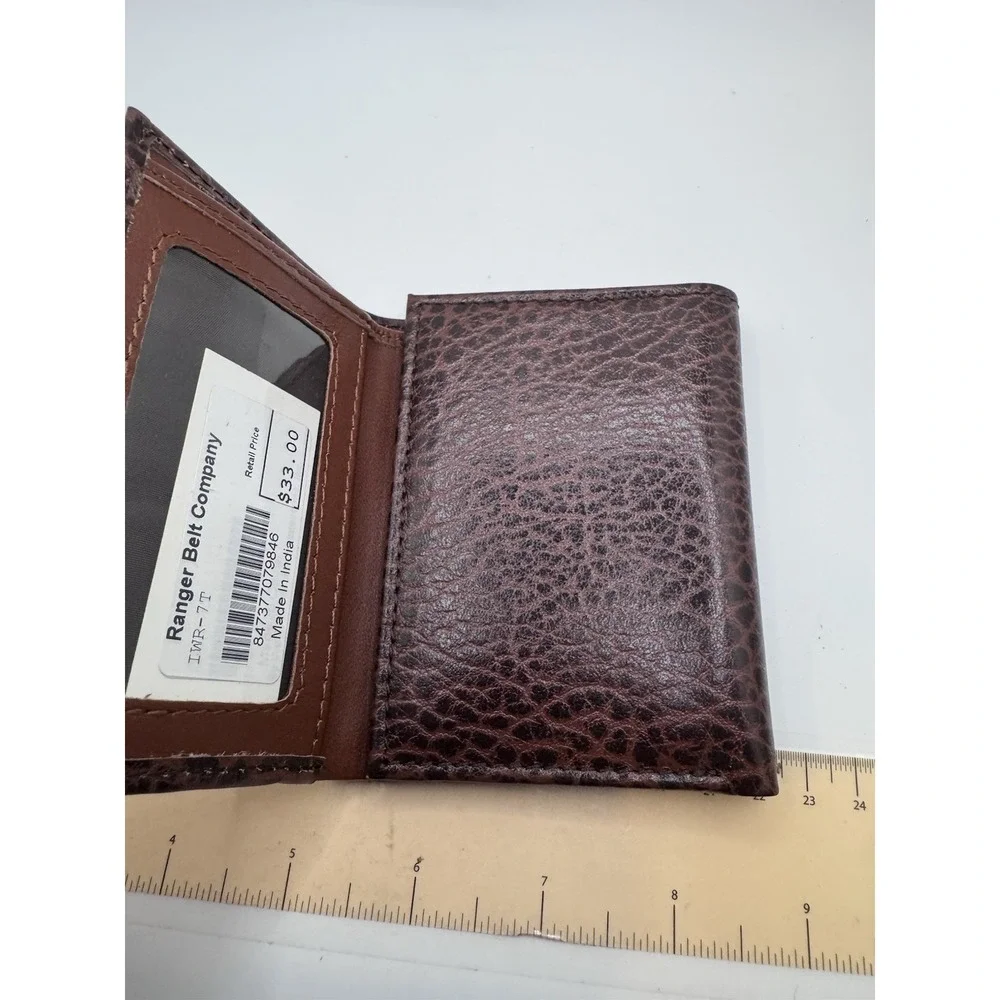 Ranger Belt Company Mens Brown Pebble Grain Leather Trifold Wallet IWR-7T NEW